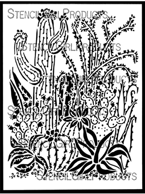 Cactus Garden Stencil by Shel C
