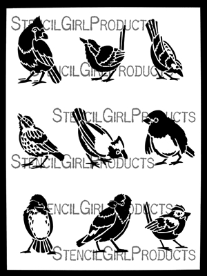 Backyard Birds Stencil by Margaret Peot