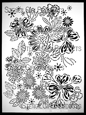 Vintage Daisy Floral Sampler Stencil by Rae Missigman