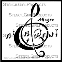 Allegro Clef Mini Stencil by Nancy Curry