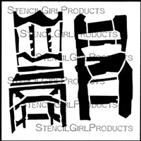 Art and Rope Chairs Stencil by Angela Cartwright