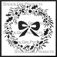 Mini Holiday Wreath and Bow Stencil by Jennifer Evans