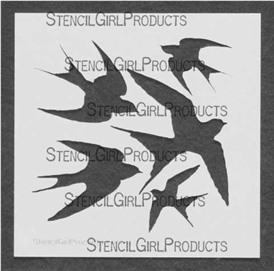 Swallows Stencil by Tracie Lyn Huskamp