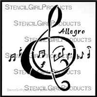Allegro Clef Stencil by Nancy Curry