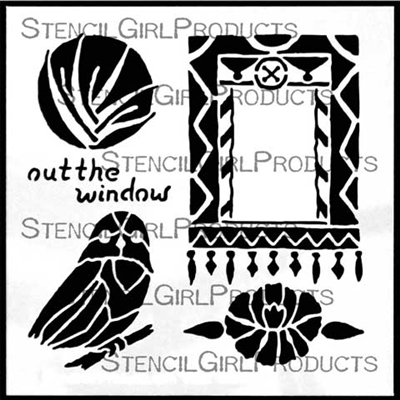 Out the Window Stencil by Roxanne Evans Stout