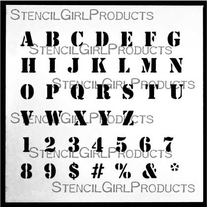 Classic Stencil Font Alphabet