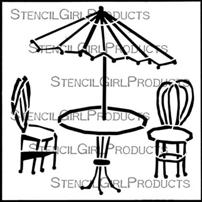 Bistro Table and Chairs Stencil by Angela Cartwright