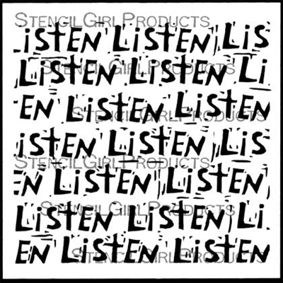 Listen Stencil by Cat Kerr