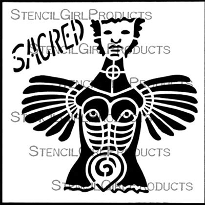 Sacred Feminine Winged Figure Stencil by Carol Wiebe