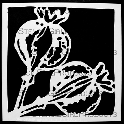 Poppy Seed Stems Stencil by Cynthia Silveri
