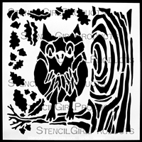 Owl and Acorns Stencil by Cynthia Silveri