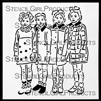 Vintage Girls Stencil by Tiffany Goff