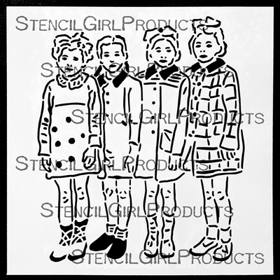 Vintage Girls Stencil by Tiffany Goff