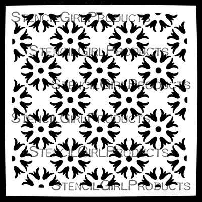 Flower Power Drop Tile Stencil by Trena Brannon