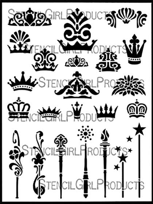 Crowns and Scepters Stencil by June Pfaff Daley